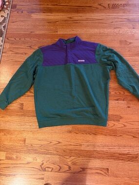 Vineyard Vines Green and Purple Quilted Yoke Quarter-Zip Pullover